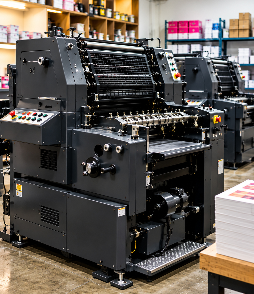 Printing presses on the Trims Mart factory floor